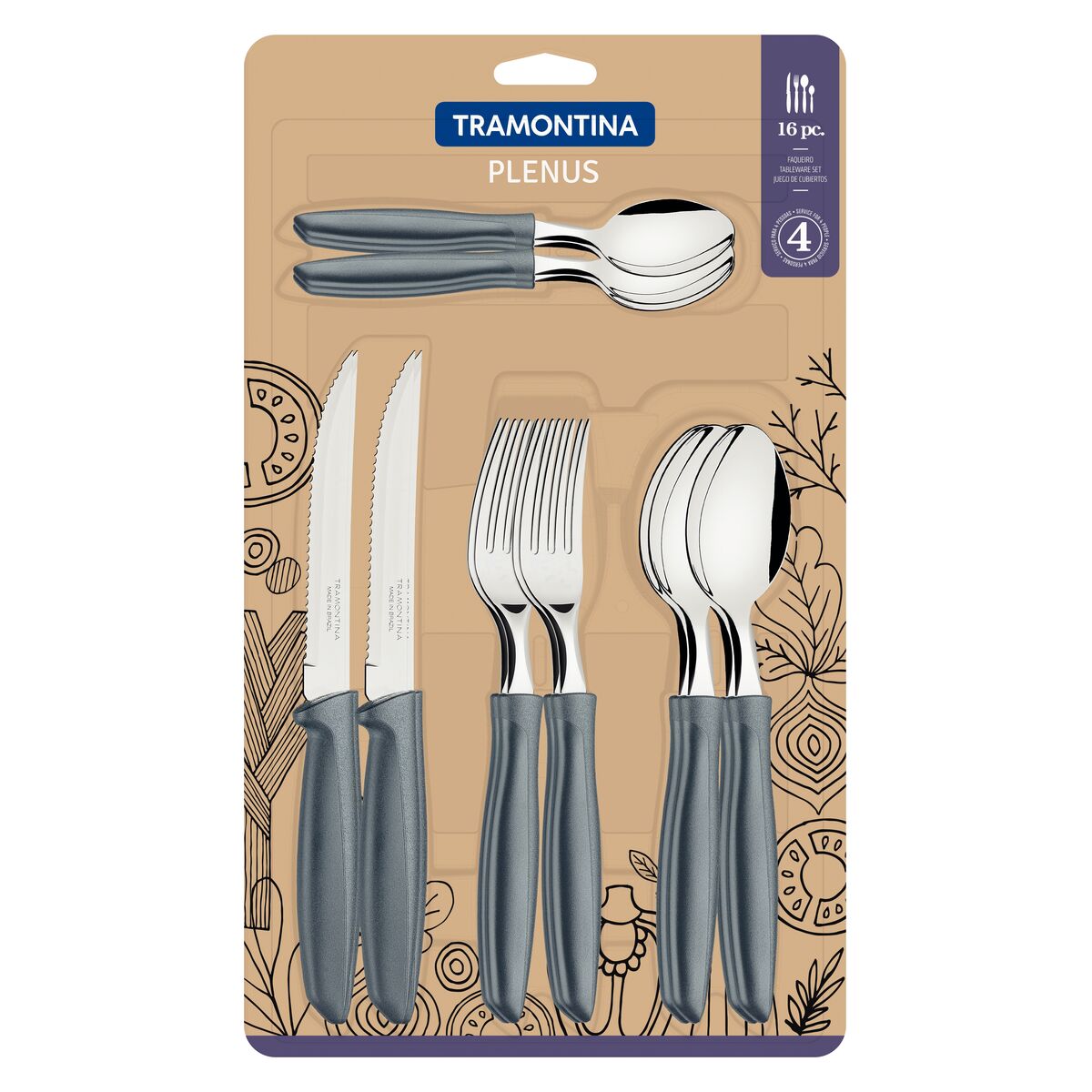 Tramontina Plenus 16pcs flatware set (grey)